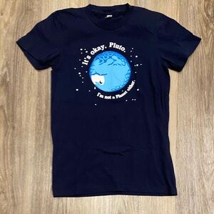 American Apparel Like-New “It’s okay, Pluto” Navy Blue Tee